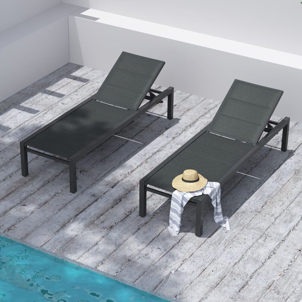 Adjustable Outdoor Sun Lounger in Aluminium Dark Grey