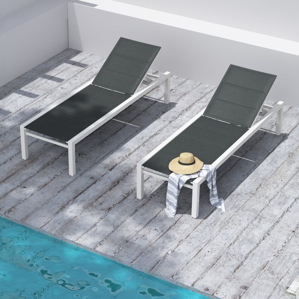 Adjustable Outdoor Sun Lounger in Aluminium White