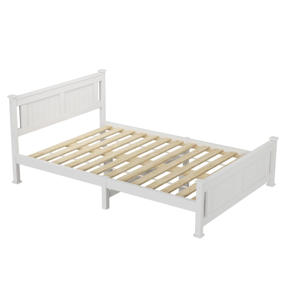 Double Solid Pine Timber Bed Frame &#8211; White