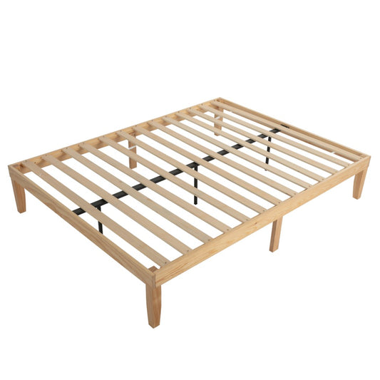 Warm Wooden Natural Bed Base Frame &#8211; Double