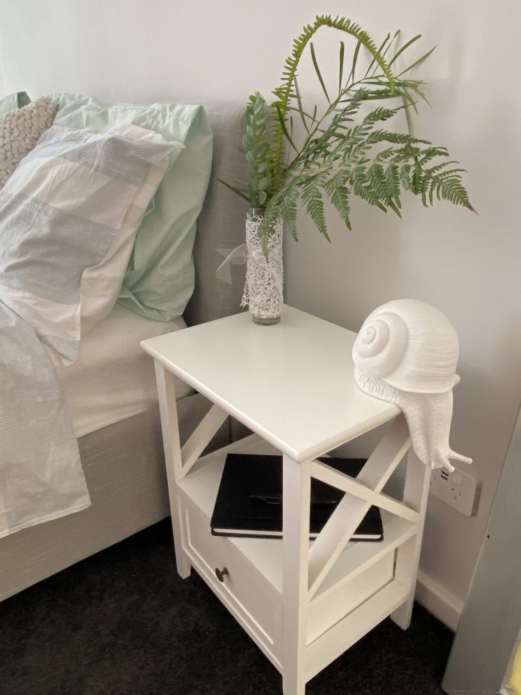 2-tier Bedside Table with Storage Drawer 2 PC &#8211; Rustic White