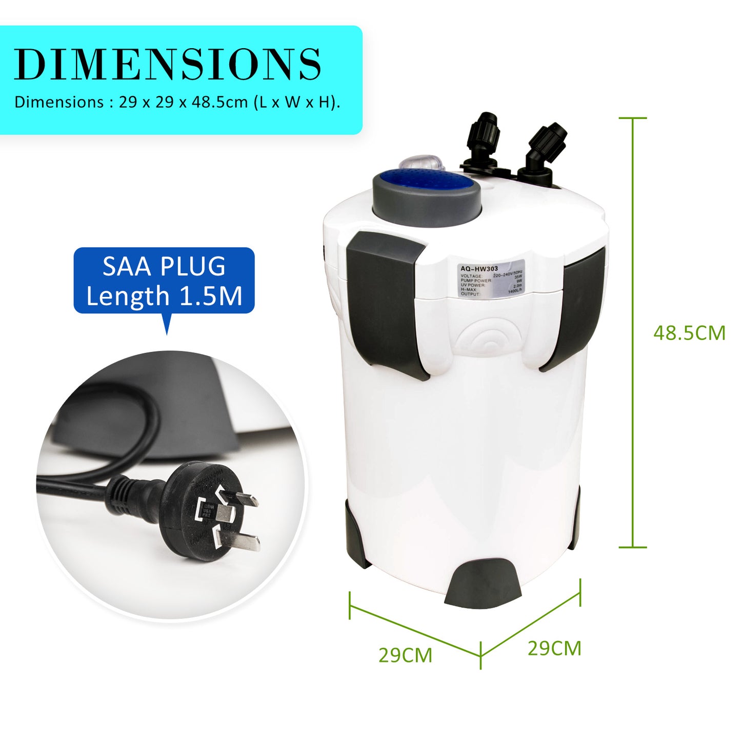 Dynamic Power Aquarium UV Light External Canister Filter 2000L/H + Media Kit