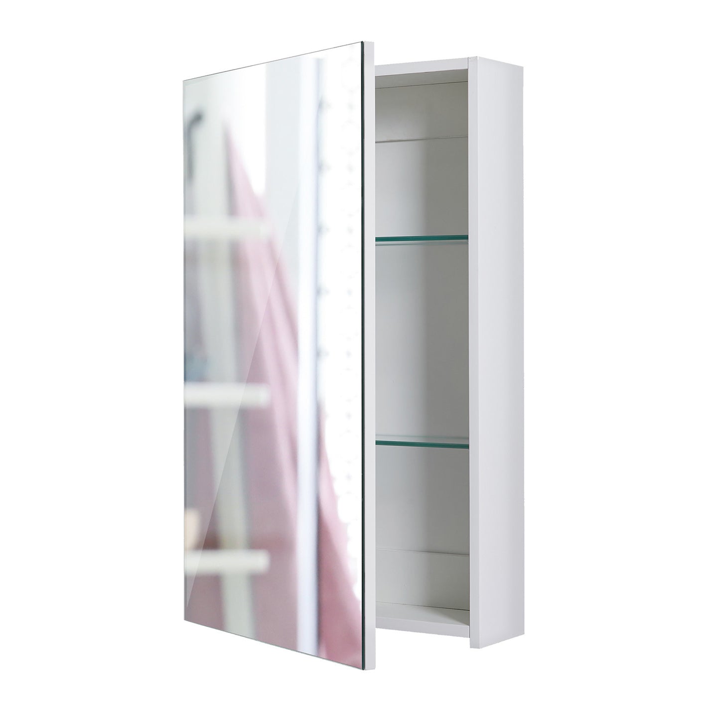 La Bella White Bathroom Mirror Cabinet Wall Single Door Shaving Storage 45 x 72 cm