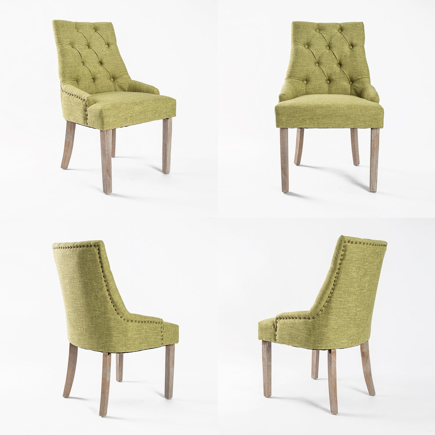 La Bella 4 Set Green French Provincial Dining Chair Amour Oak Leg