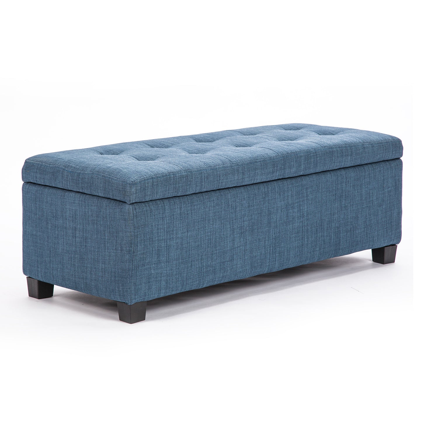 La Bella 102cm Dark Blue Storage Ottoman Stool Fabric