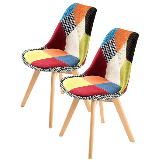 La Bella 2 Set Multi Colour Retro Dining Cafe Chair Padded Seat