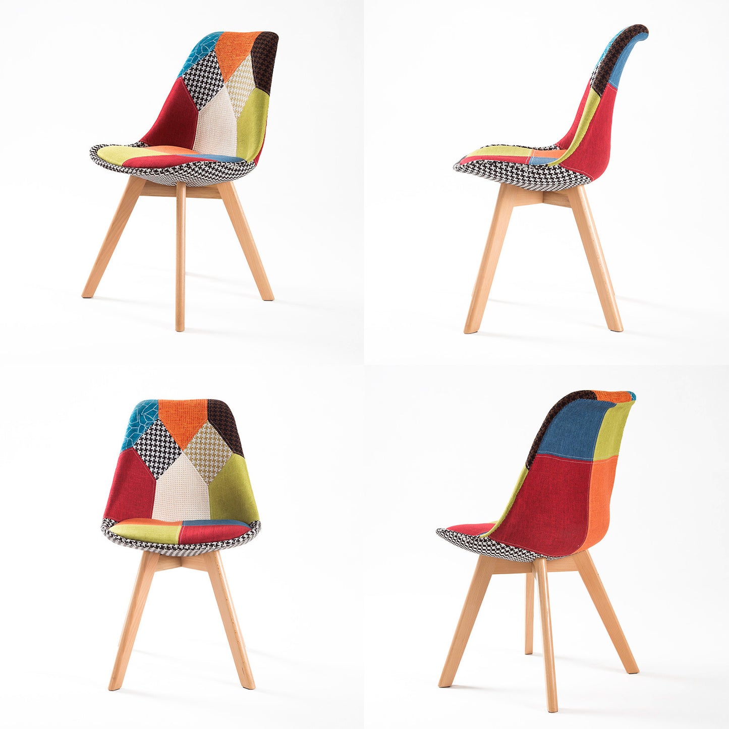 La Bella 2 Set Multi Colour Retro Dining Cafe Chair Padded Seat