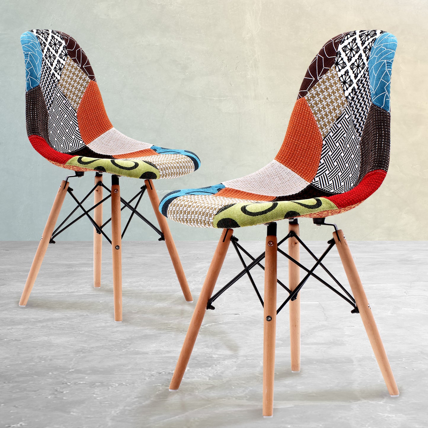 La Bella 2 Set Multi Colour Retro Dining Cafe Chair DSW Fabric