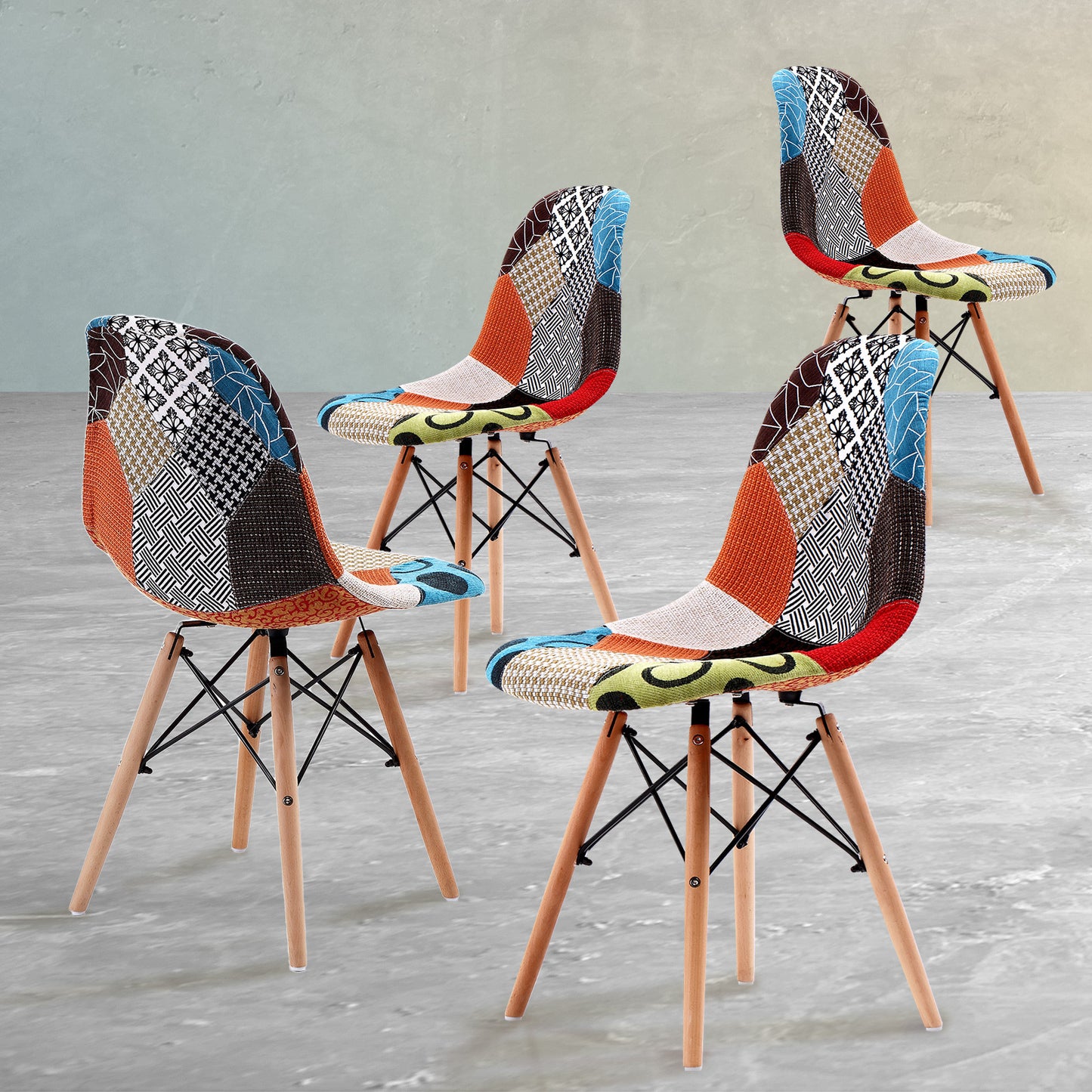 La Bella 4 Set Multi Colour Retro Dining Cafe Chair DSW Fabric