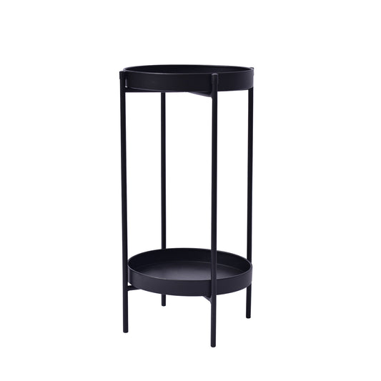 La Bella 50cm Black Plant Stand Planter Shelf Rack 2 Tier Steel