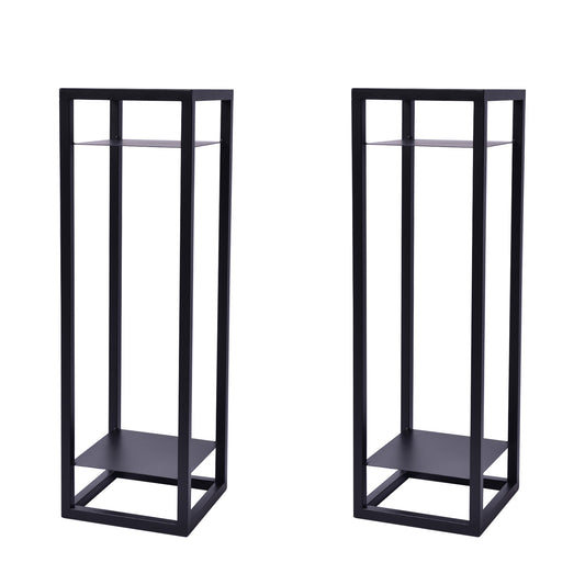 La Bella 2 Set 82cm Black Plant Stand Planter Shelf Rack 2 Tier Steel