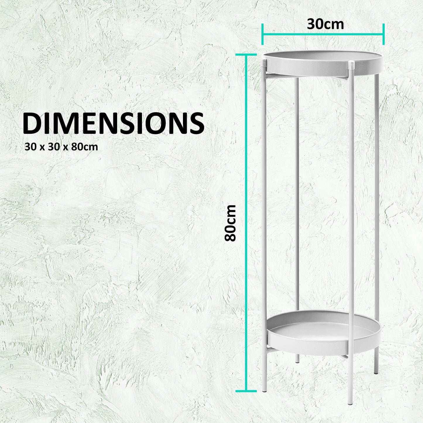 La Bella 2 Set 80cm White Plant Stand Planter Shelf Rack 2 Tier Steel