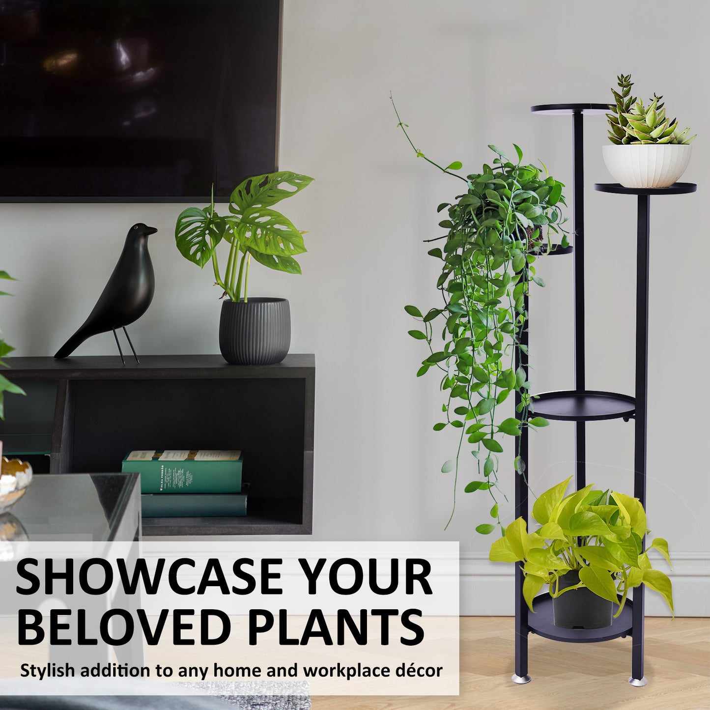 La Bella 2 Set 100cm Black Plant Stand Planter Shelf Rack 5 Tier Steel