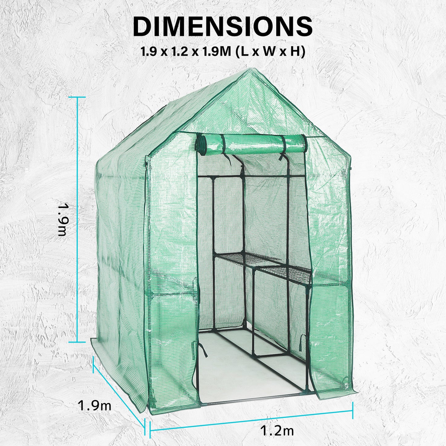 Home Ready Apex 1.9x1.2x1.9M Garden Greenhouse Walk-In Shed PE