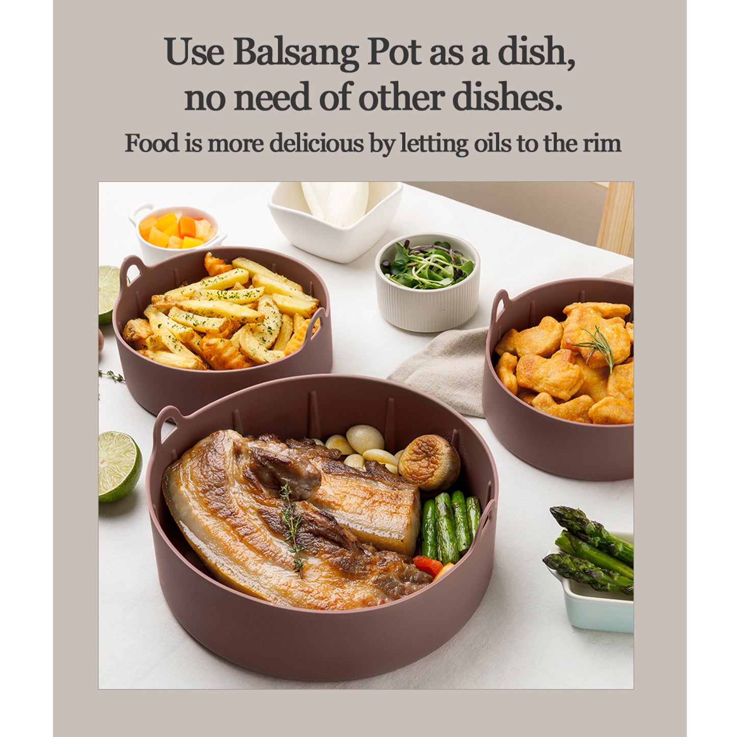 Balsang Large Chocolate Airfryer Reusable Silicone Pot Nonstick Nontoxic