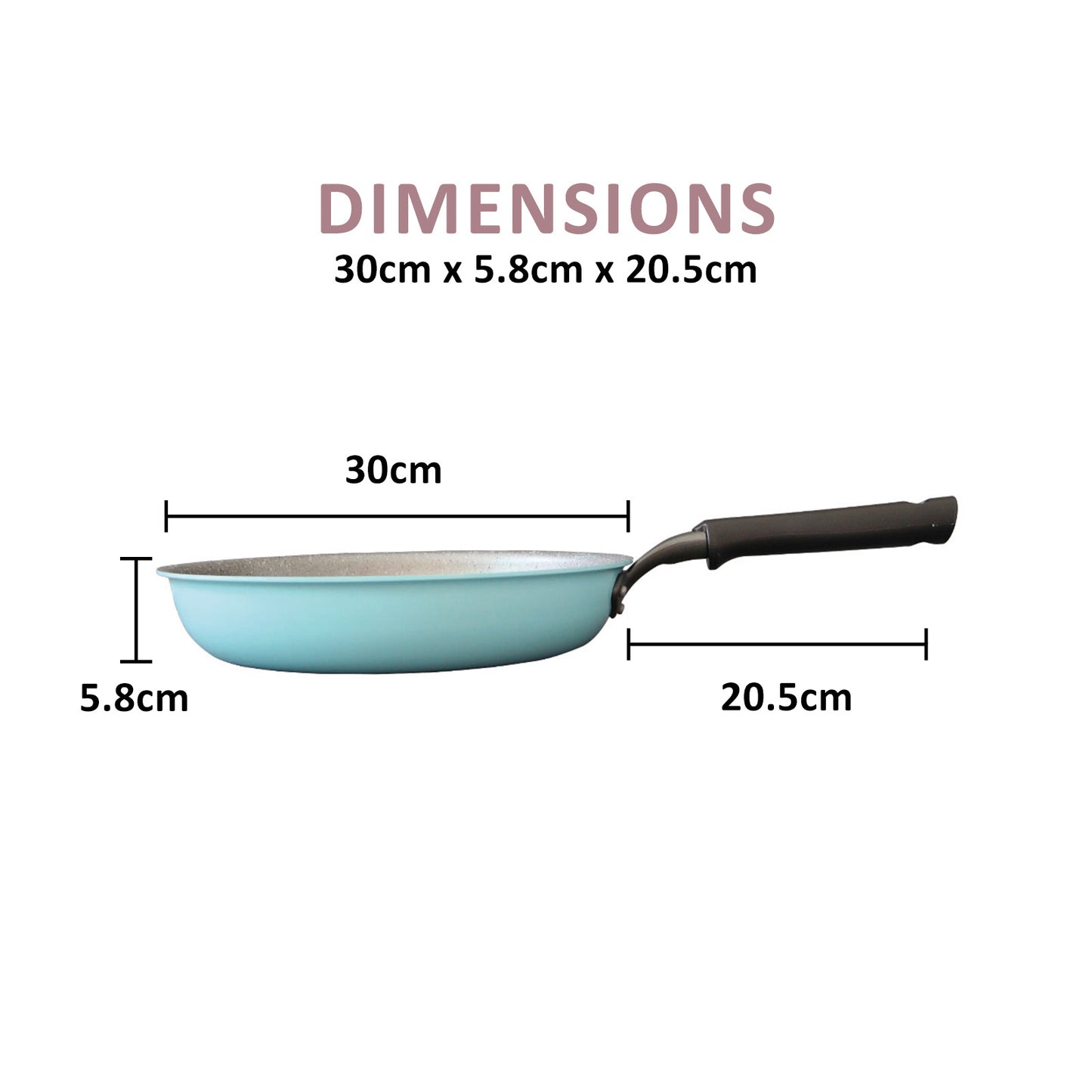 Fanjini Round 28cm Pure Sky Blue Stone Frypan Frying Pan Non-Stick Induction Ceramic