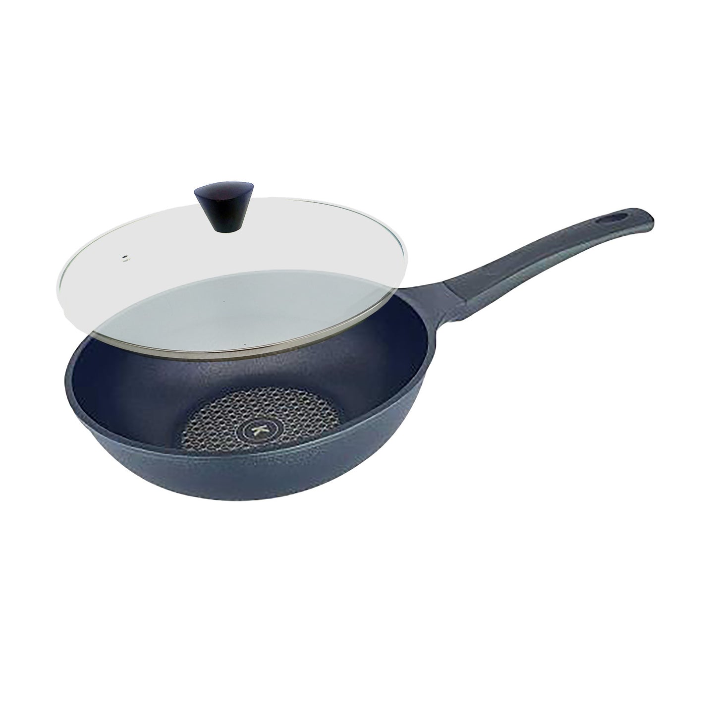 KOMAN 26cm Titanium Coating Wok Pan Non-Stick + Glass Lid