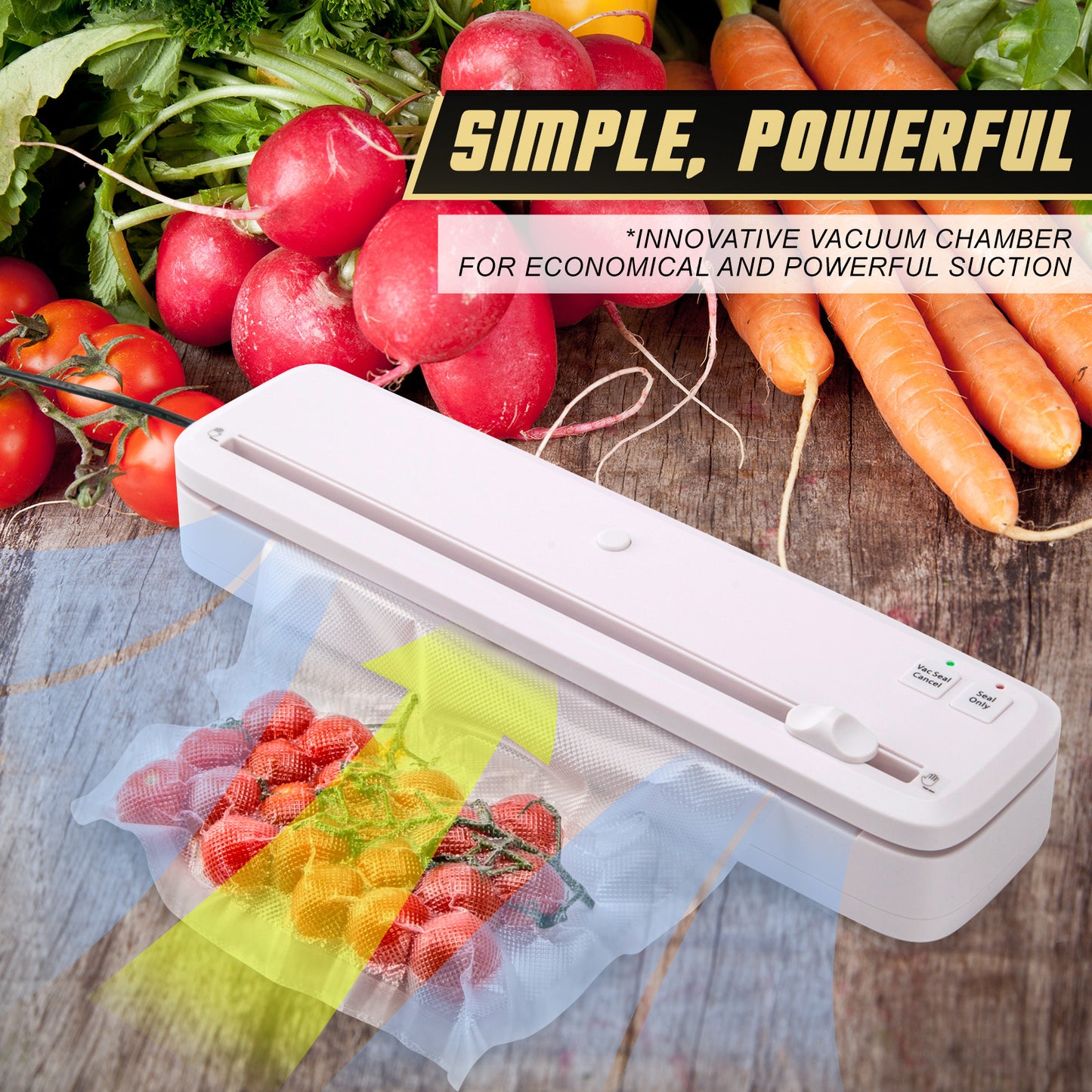 Home Ready 100W White Kitchen Vacuum Food Sealer Sous Vide Machine