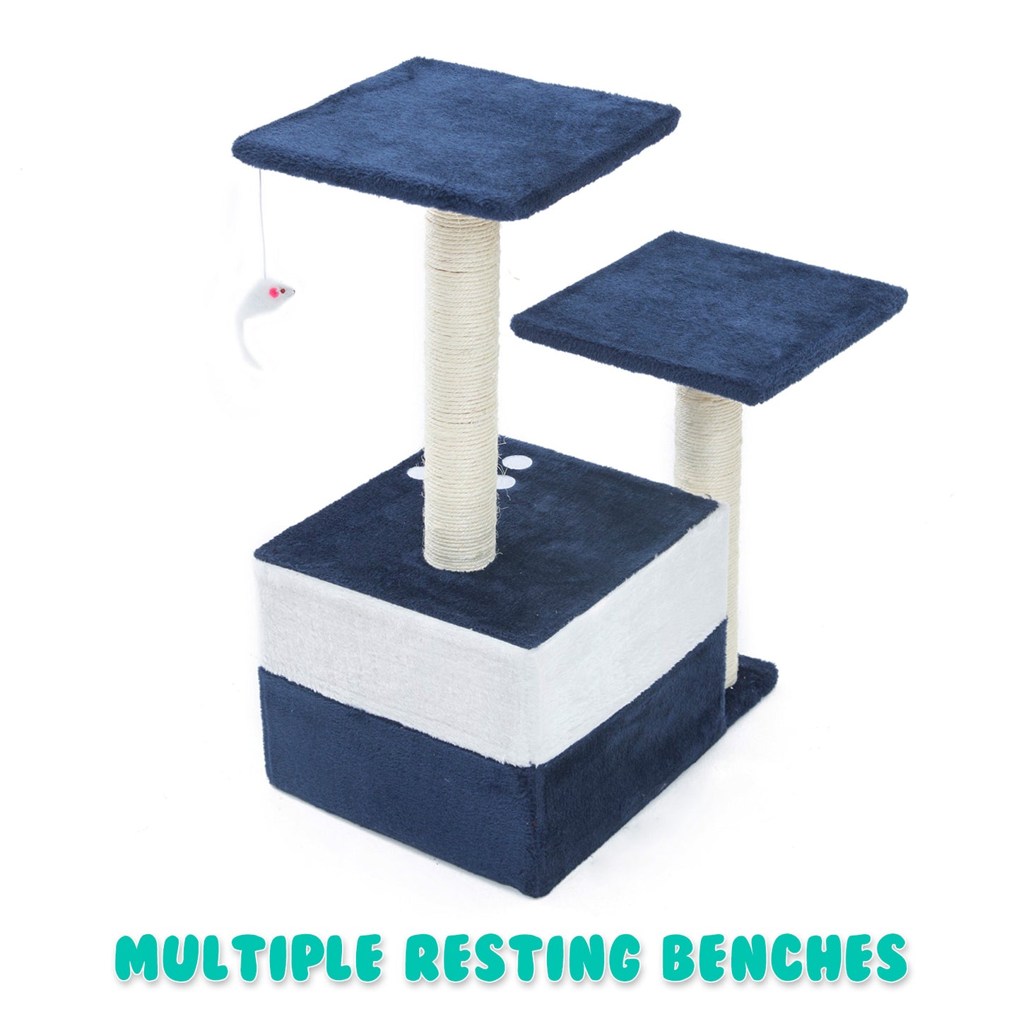 Paw Mate 69cm Blue Cat Tree Mono Multi Level Scratcher