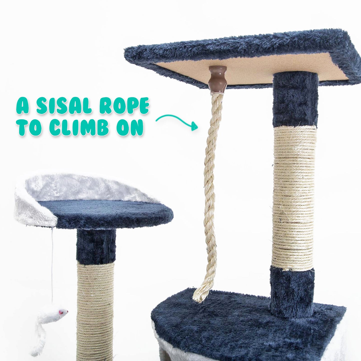 Paw Mate 120cm Blue Cat Tree Bear Multi Level Scratcher