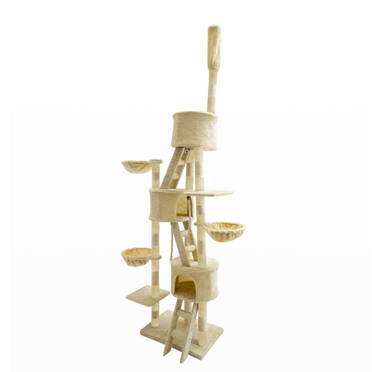 Paw Mate 262cm Beige Cat Tree Paradise Multi Level Scratcher