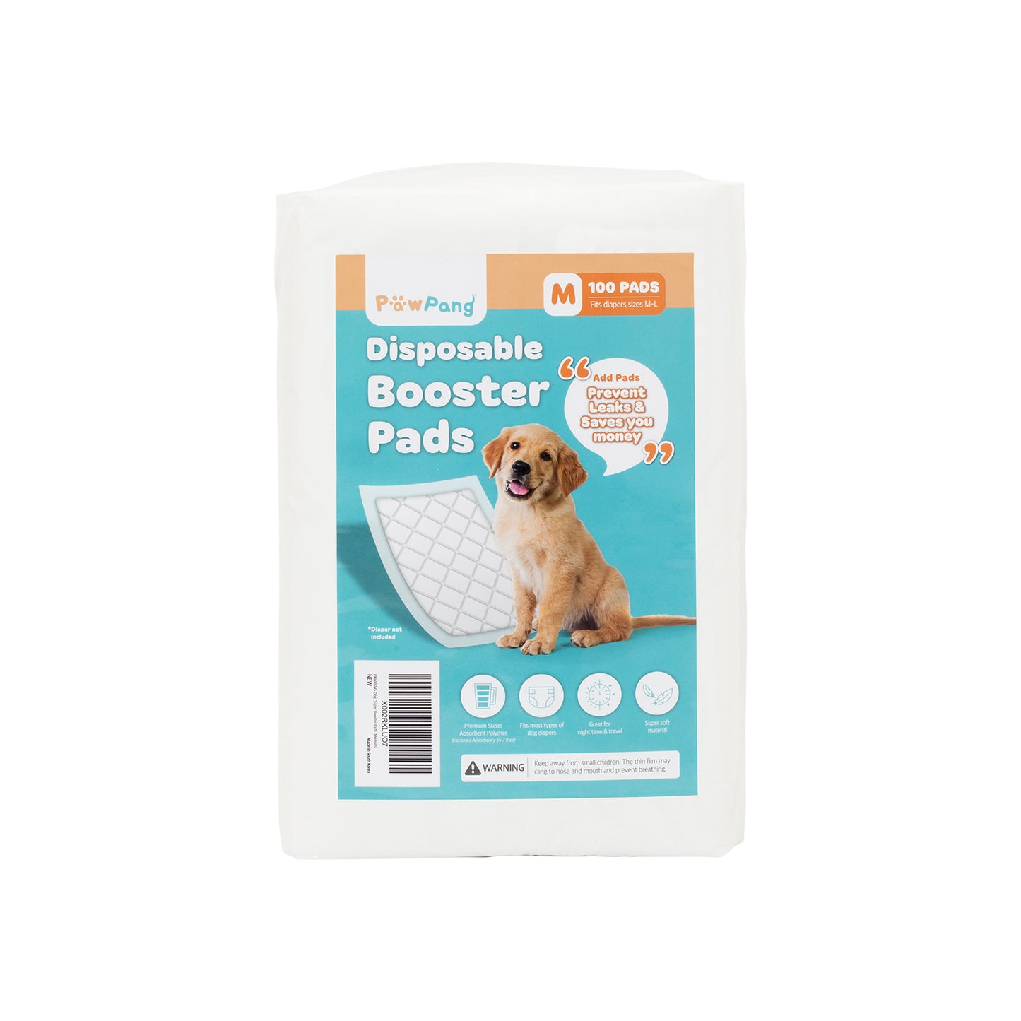 PawPang 100 Ct M Pet Dog Diaper Liners Booster Pads Disposable Adhesive