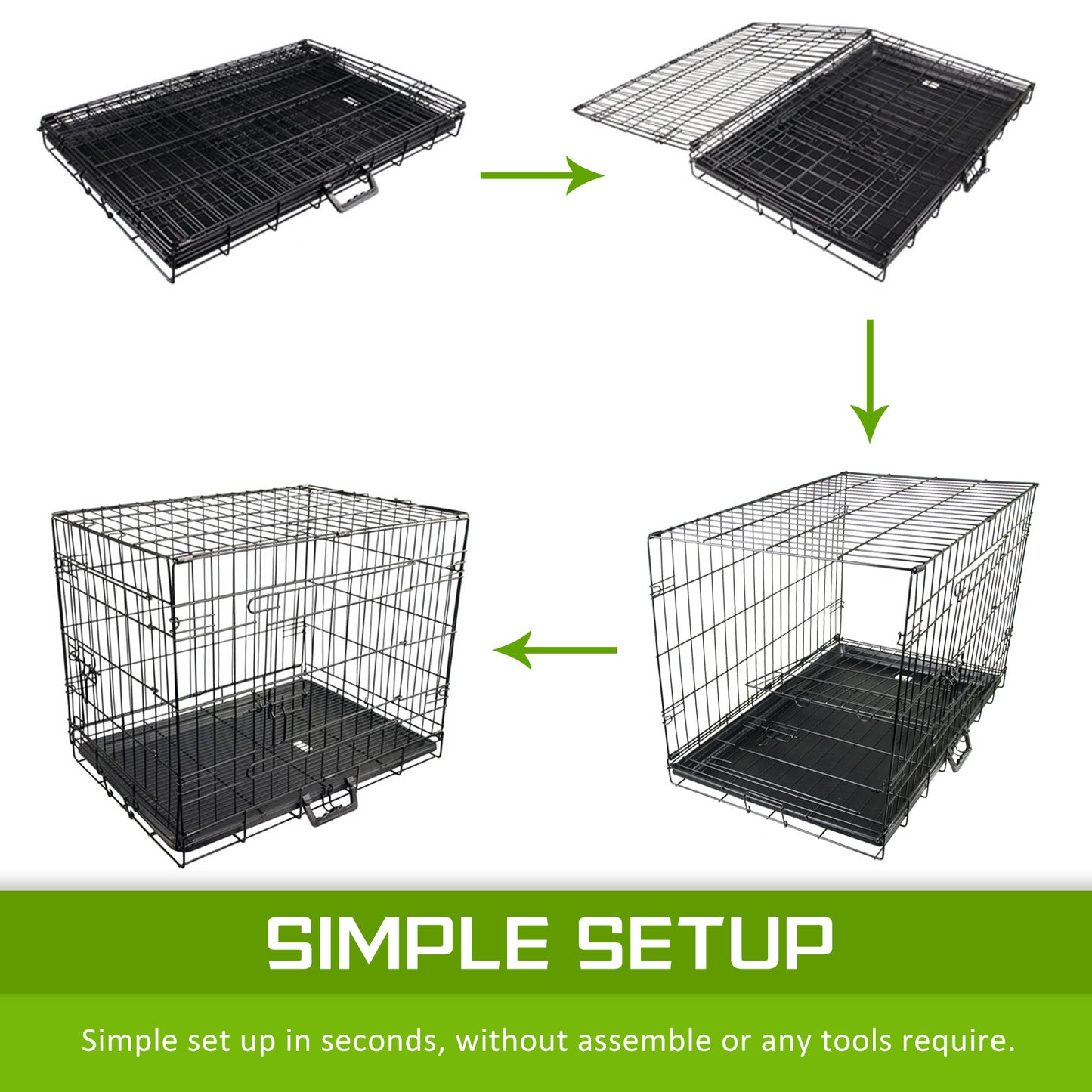 Paw Mate Wire Dog Cage Foldable Crate Kennel 48in with Tray