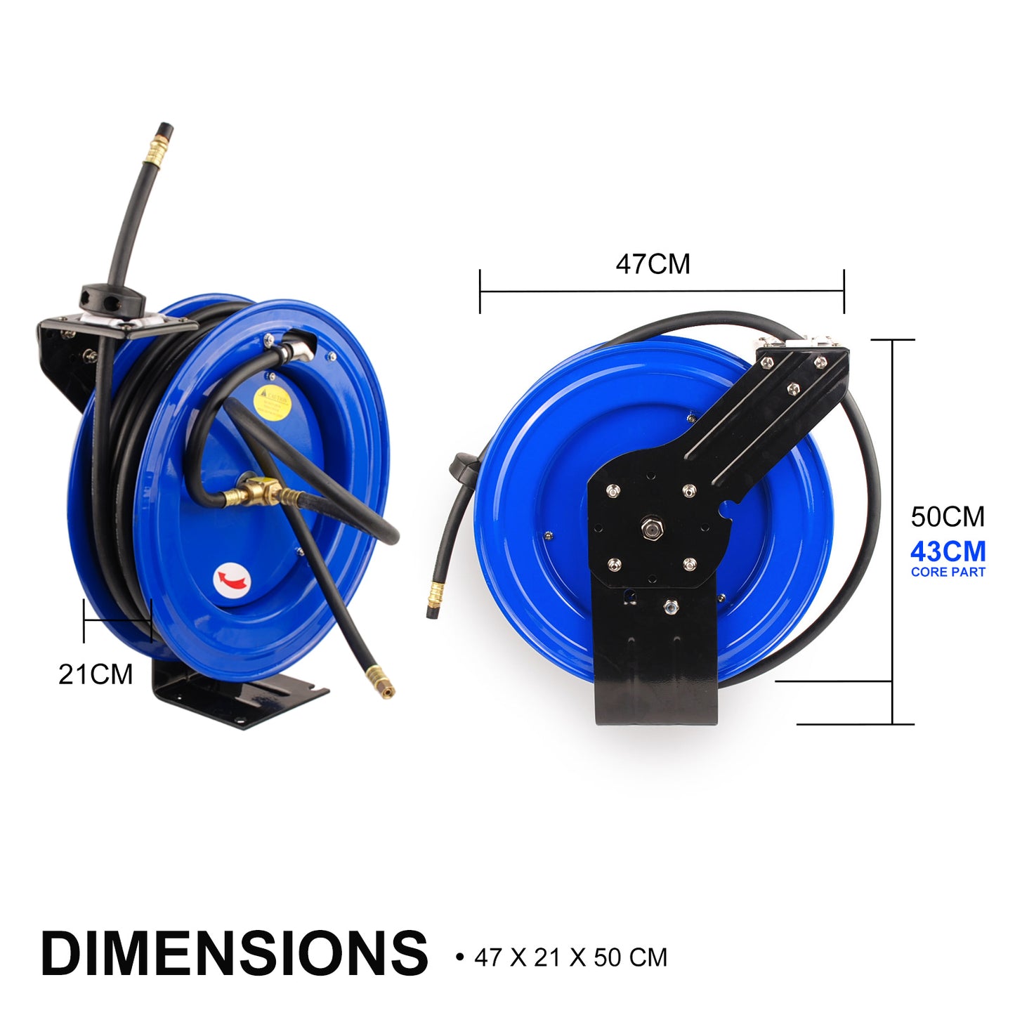 Dynamic Power Air Hose Reel Automotive Industrial 15m Retractable Rewind