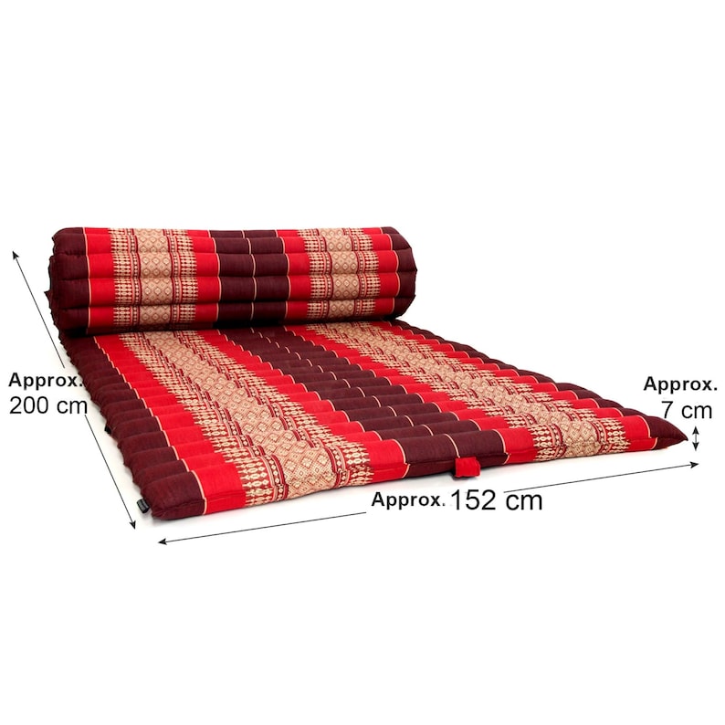 Roll Out Mattress Foldout Mat LARGE relaxation, day bed, camping or Yoga Matt Natural Kapok Filled_ 150 x 200 cm