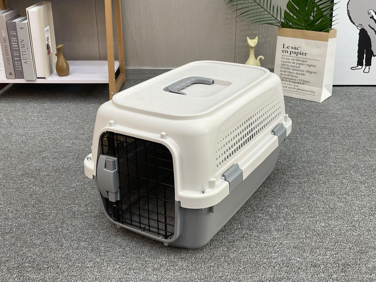 YES4PETS Medium Dog Cat Rabbit Crate Pet Kitten Carrier Parrot Cage Grey