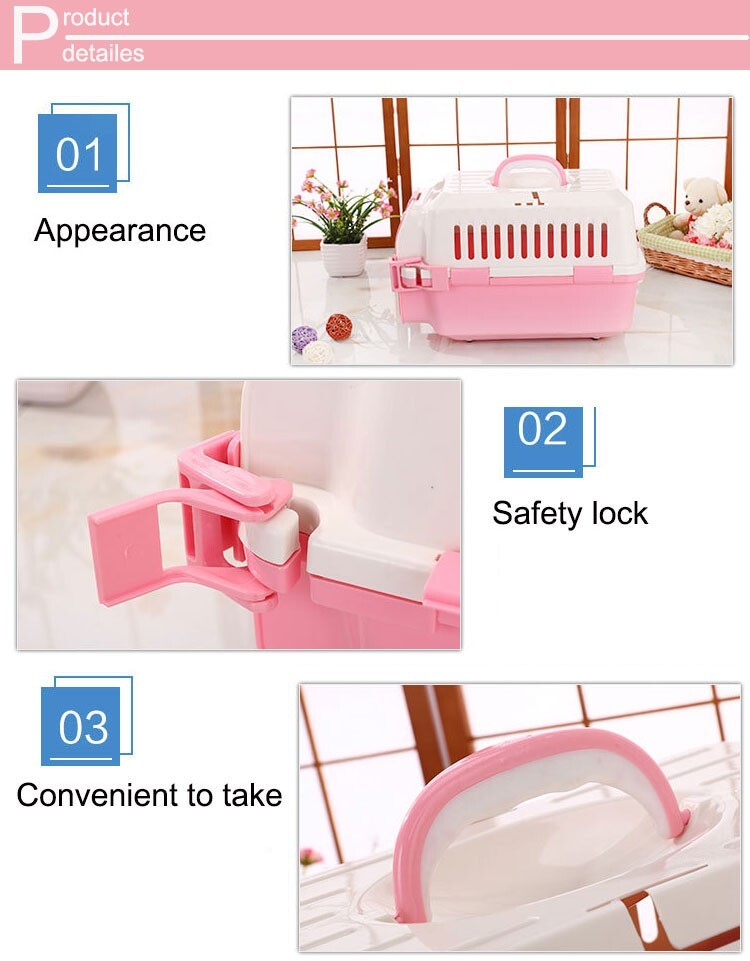 YES4PETS Small Dog Cat Crate Pet Carrier Rabbit Guinea Pig Cage With Tray-Pink