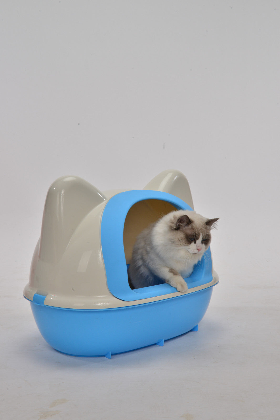 YES4PETS Large Hooded Cat Toilet Litter Box Tray House With Scoop Blue