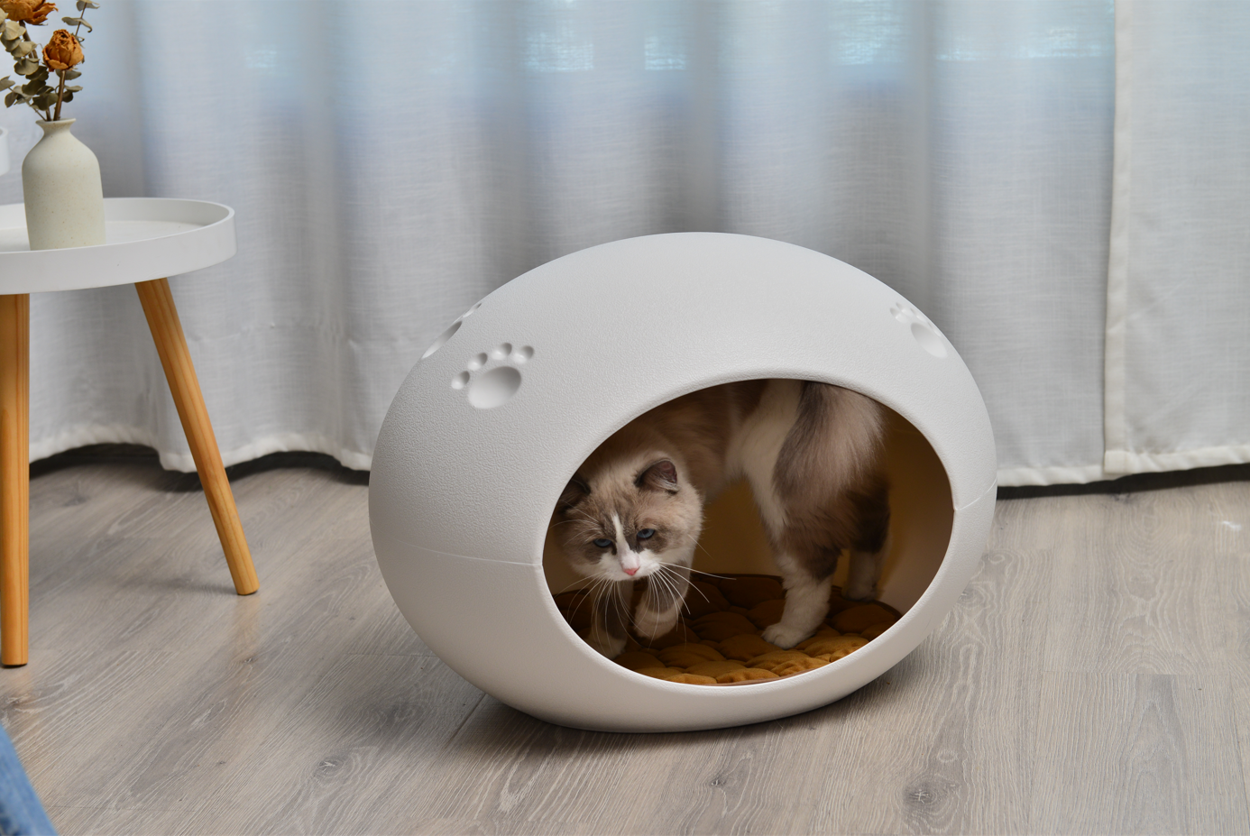 YES4PETS Medium Cave Cat Kitten Box Igloo Cat Bed House Dog Puppy House White