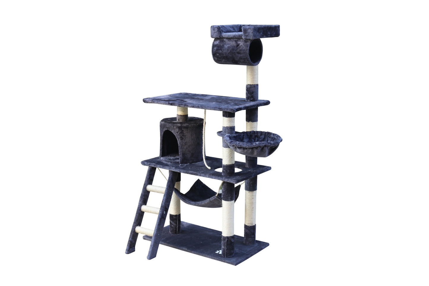 YES4PETS 140 cm Cat Kitten Scratching Post Tree W ladder & Hammock-Grey
