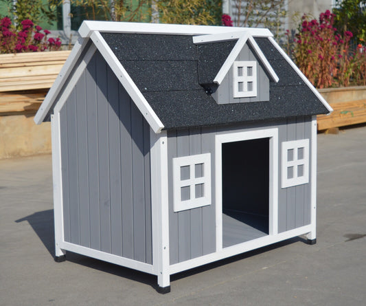 YES4PETS Grey Large Timber Pet Dog Puppy Wooden Cabin  Kennel Timber House