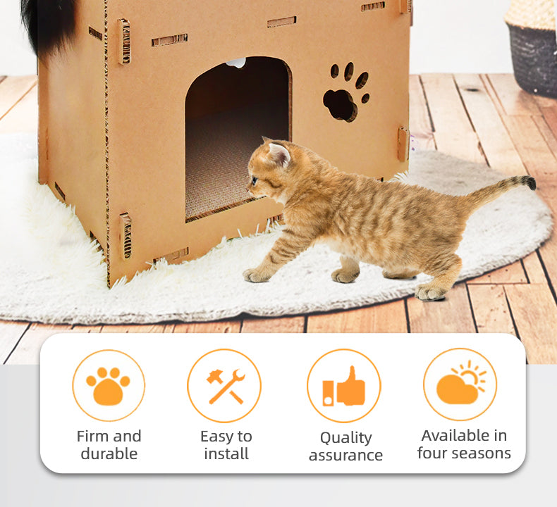 YES4PETS Cat Cardboard House Tower Condo Scratcher Pet Post Furniture Double Storey