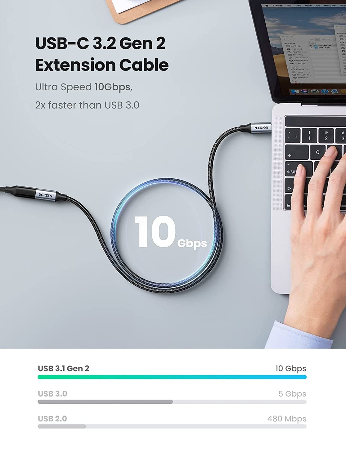 UGREEN 30205 USB Type-C Extension Cable 1M