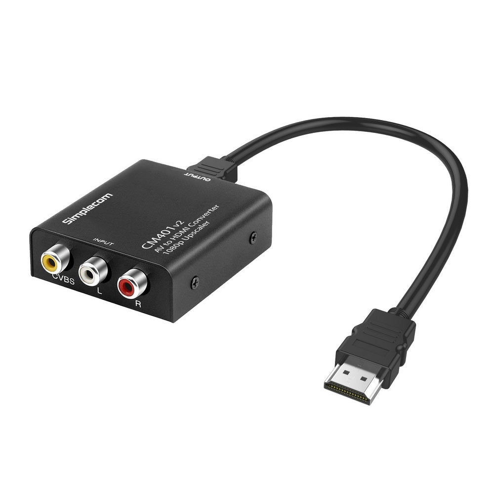 Simplecom CM401v2 Composite AV CVBS to HDMI Video Converter 1080p Upscaler Alloy Case