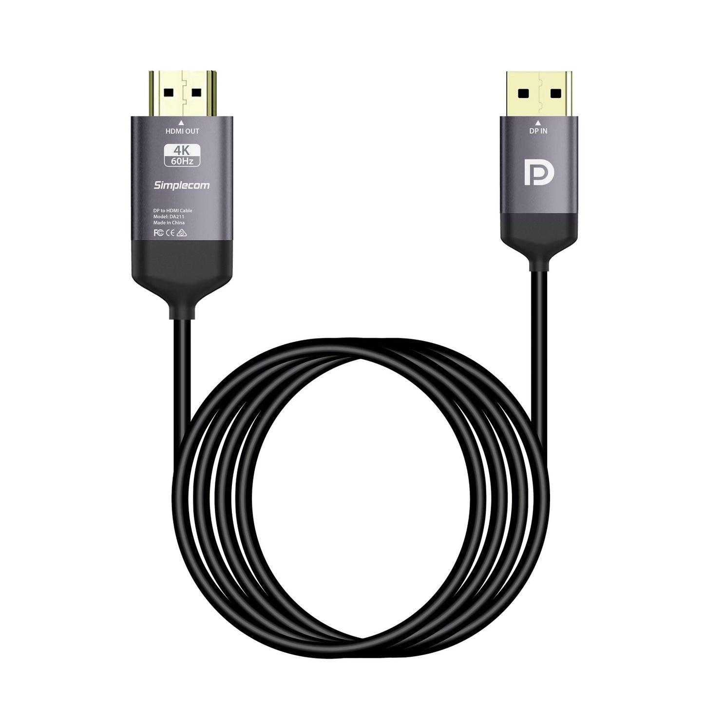 Simplecom DA211 Active DisplayPort to HDMI 2.0 Cable 2M 4K@60Hz