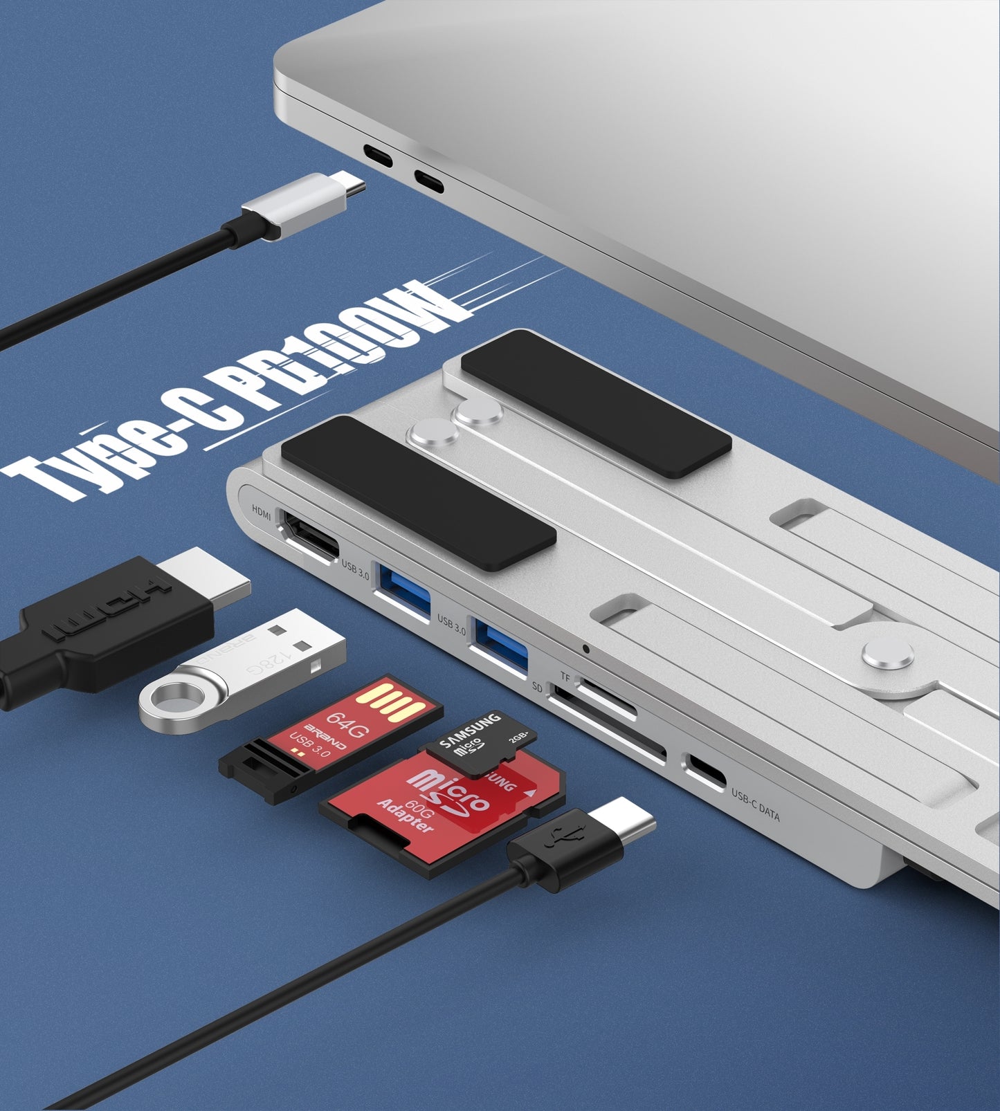 CHOETECH HUB-M43 7-in-1 USB-C Multiport Adapter with Foldable Laptop Stand