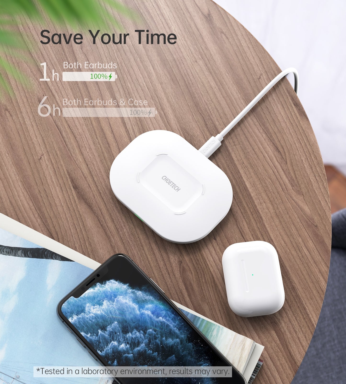 CHOETECH T550-F Airpods/Phone Wireless Fast Charging Pad