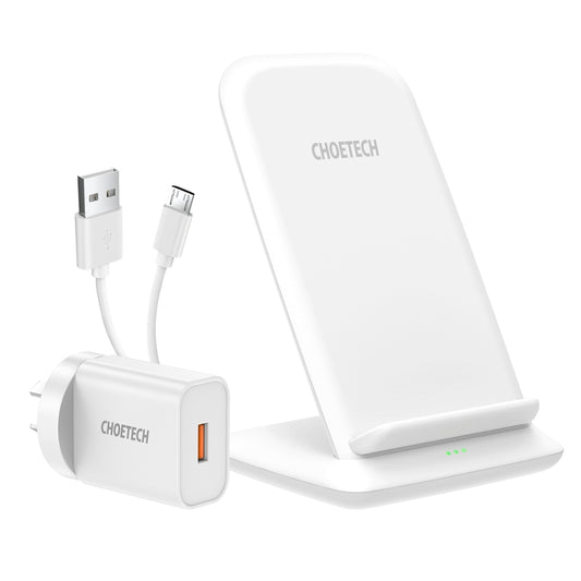 CHOETECH T555-F 15W Wireless Charger Stand with AC Charger (White)