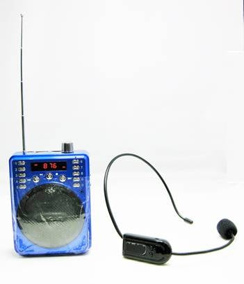 Portable Non-Bluetooth Voice Amplifier Includes Wireless FM Headset & Wired Headset (Blue)