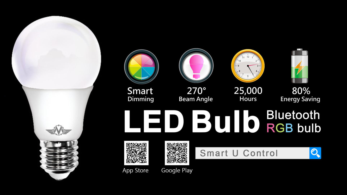 MV SMART BULB 9W E27 TWIN PACK  (apple app only )