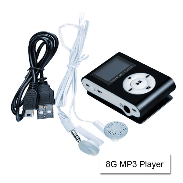 Mini Clip 8G MP3 Music Player With USB Cable & Earphone Silver