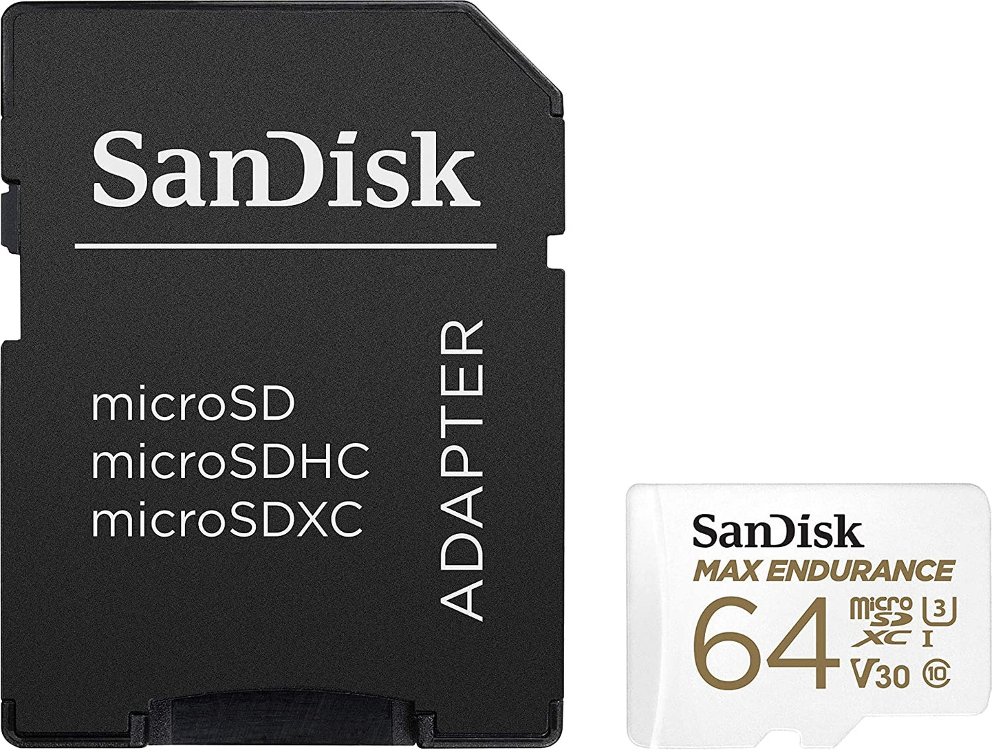 Sandisk Max Endurance Microsdxc Card SQQVR 64G (30 000 HRS) UHS-I C10 U3 V30 100MB/S R 40MB/S W SD Adaptor SDSQQVR-064G-GN6IA