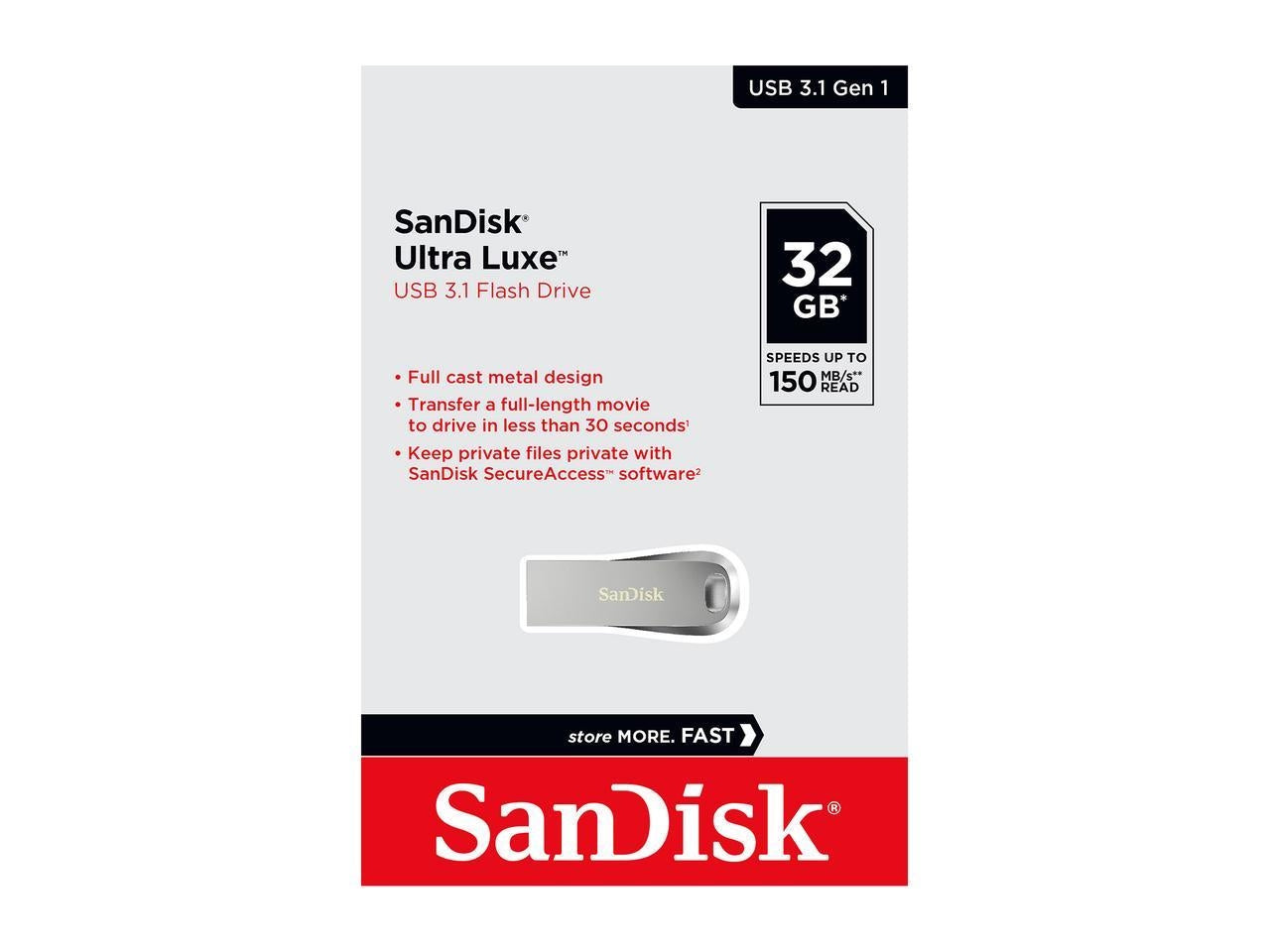 SANDISK SDCZ74-032G-G46 32G  ULTRA LUXE PEN DRIVE 150MB USB 3.0 METAL