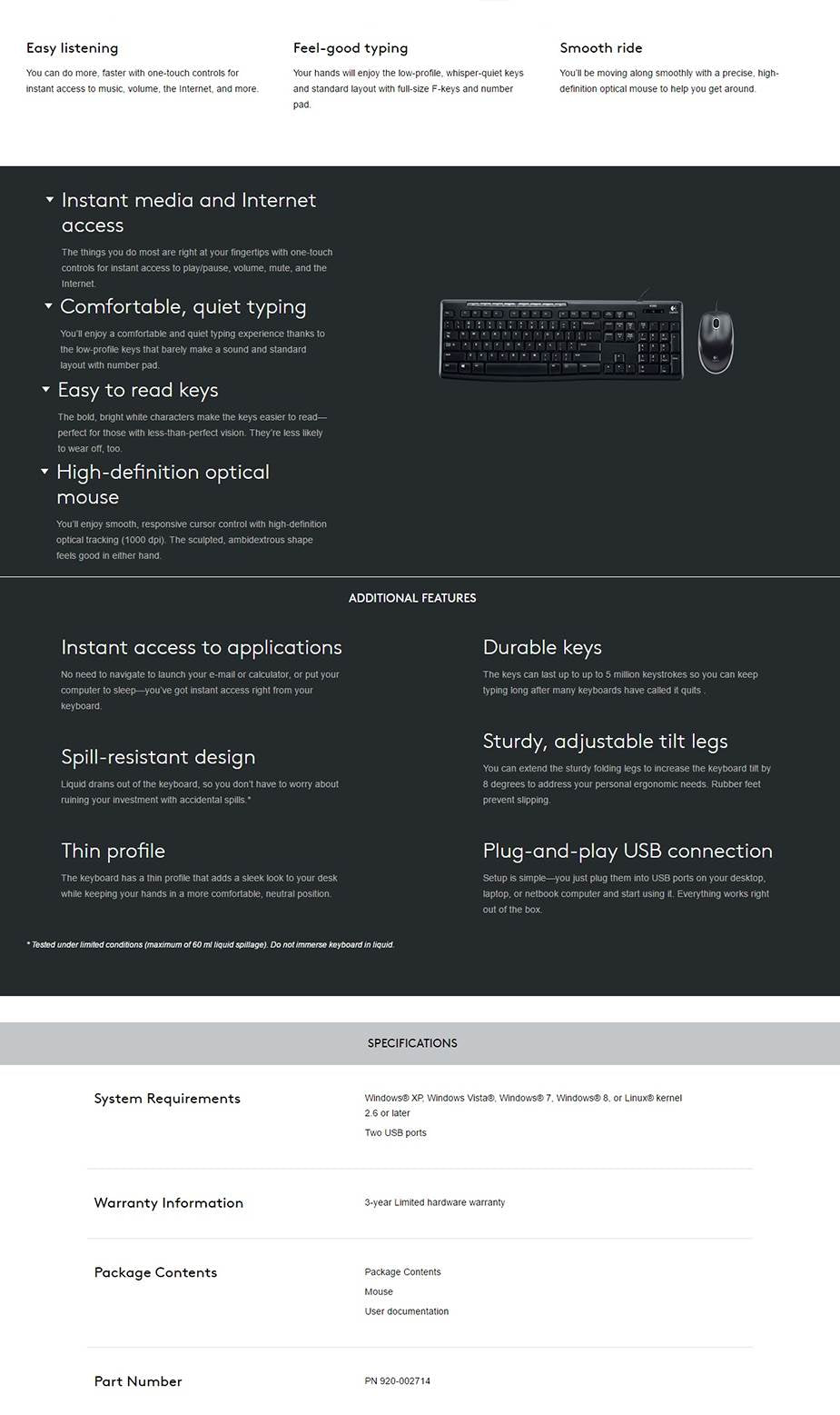 Logitech MK200 Media Keyboard Mouse (920-002693)