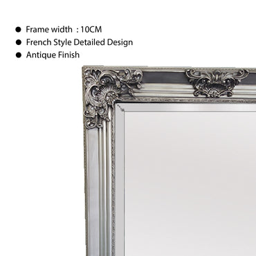 Deluxe French Provincial Ornate Mirror - Antique Silver - 80cm x 170cm