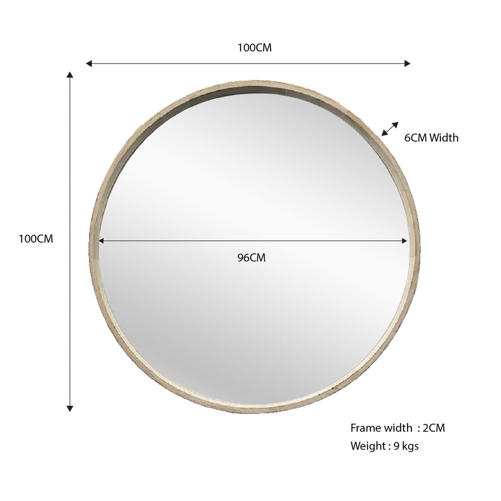 Natural wood - Mirror Round